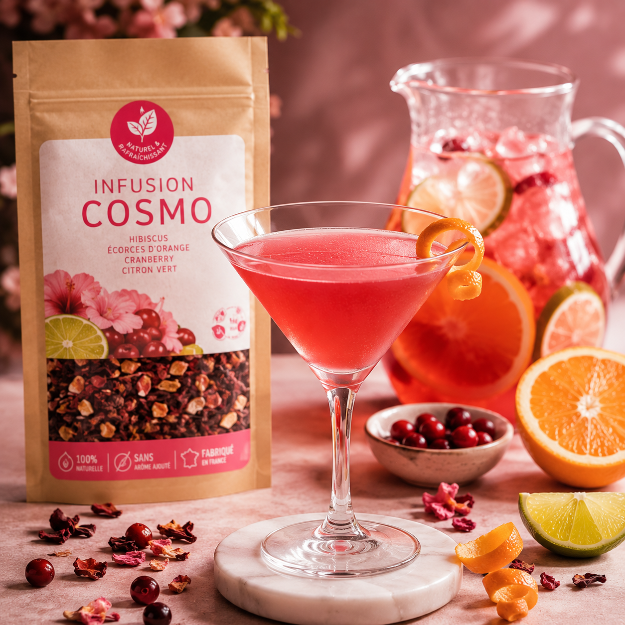 2 Infusion Cosmo – Mélange fruité pour cocktails et mocktails (1 L)